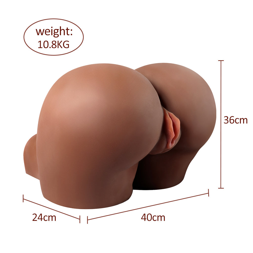Huge - 10.8KG Sex Butt with Lifelike Vagina & Anus, 2 in 1 Doll Torso (Coffee & Flesh)