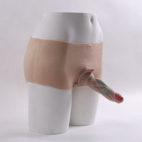 Monster-Strap On Dildo,  2 in 1 with Asshole Opening & Insertable 6.7IN Solid Dick(Ivory)