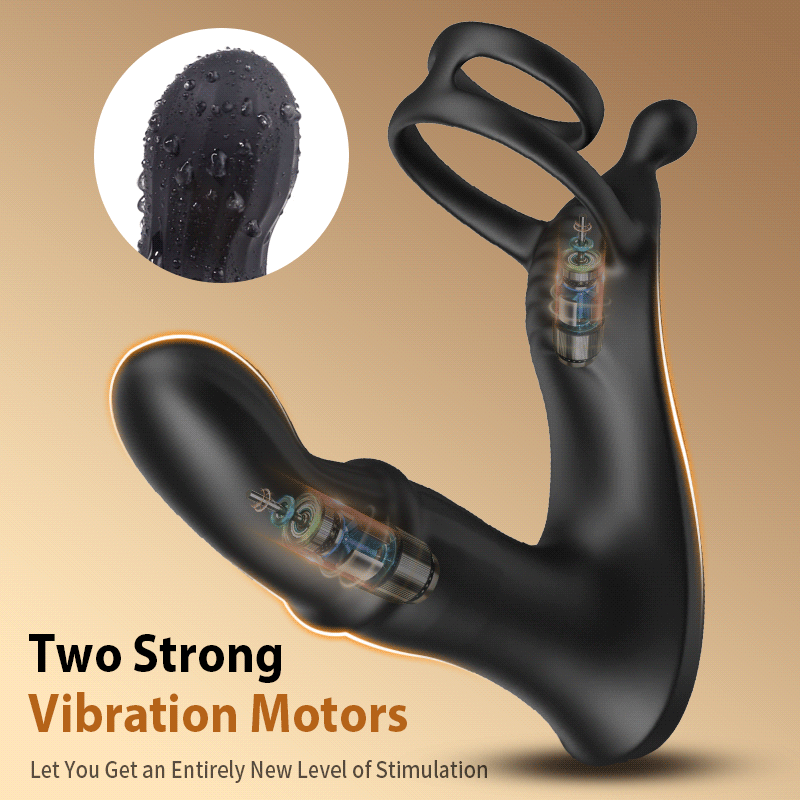 Cyclone-Thrusting Prostate Massager With Double Cock Rings