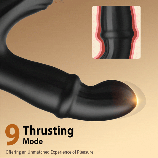 Cyclone-Thrusting Prostate Massager With Double Cock Rings
