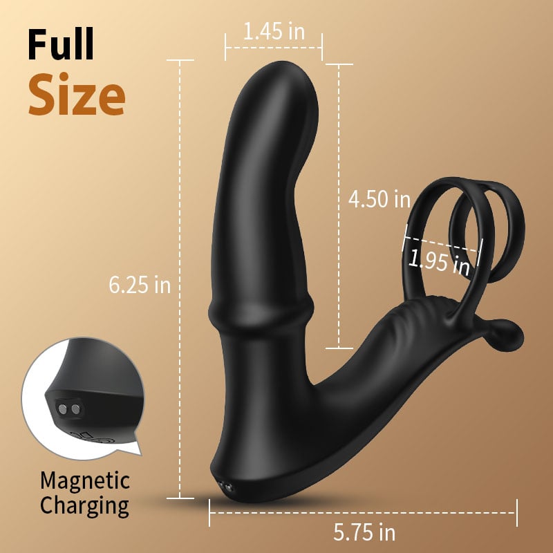 Cyclone-Thrusting Prostate Massager With Double Cock Rings
