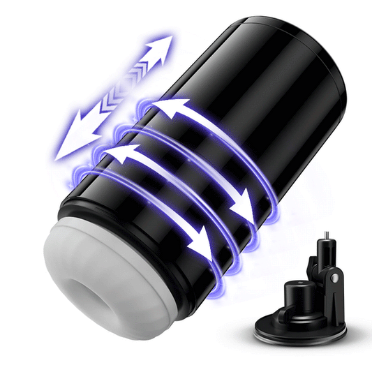 Lightspeed - 4 in 1 Masturbator Cup 7 Thrutings & 7 Rotatings Suction Cup Mount Magnetic Inner Liner