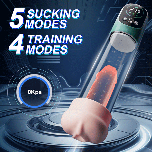 Electric Penis Pump with mini Pocket Pussy 2 in 1 Vacuum Pump for ED Treatment with 5 Suction Modes