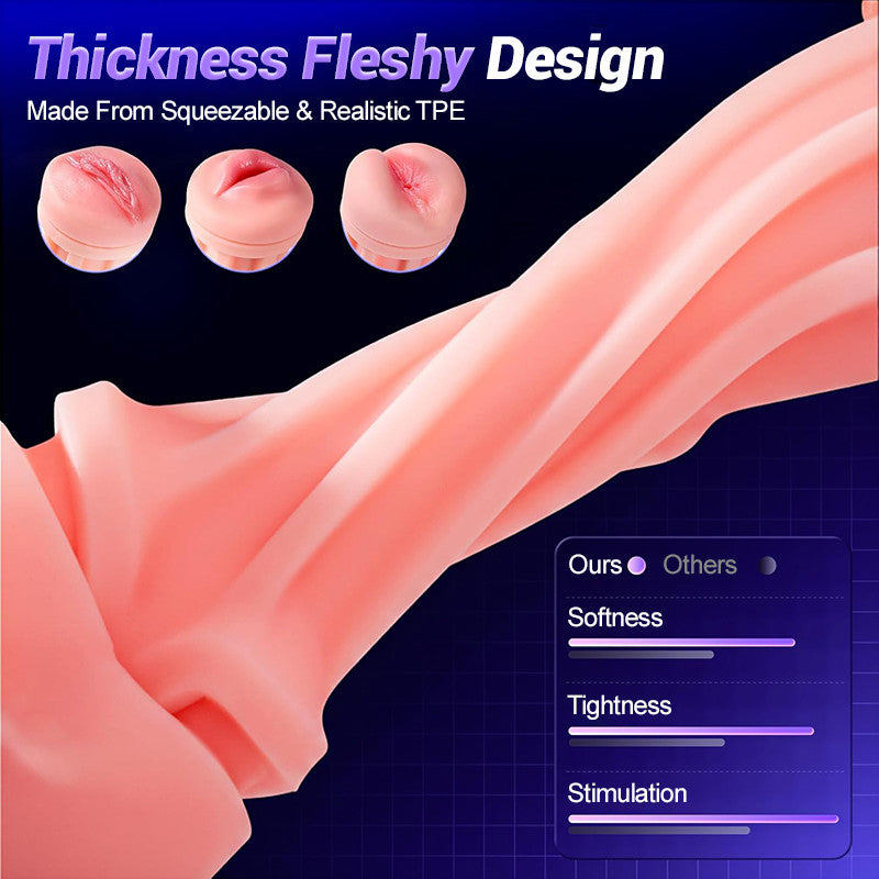 Daphne - 3 Sleeves Pocket Pussy Penis Pump with 9 Sucking & 9 Vibrating App Controlled AI Male Stroker