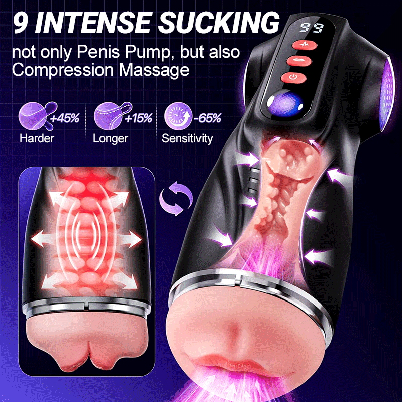 Daphne - 3 Sleeves Pocket Pussy Penis Pump with 9 Sucking & 9 Vibrating App Controlled AI Male Stroker