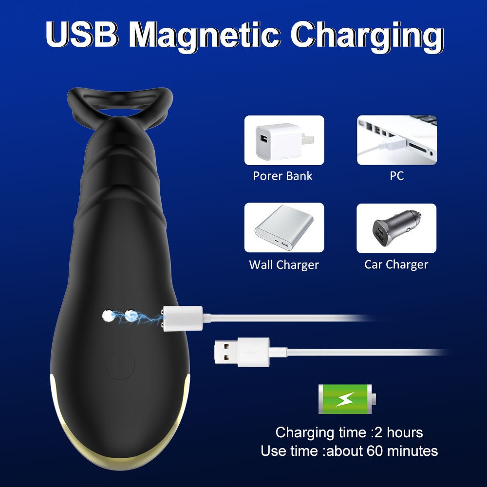 Iphisi New Double Ring Cock Ring Prostate Massager Remote Control Telescopic Anal Plug Vibrator Sex Toy
