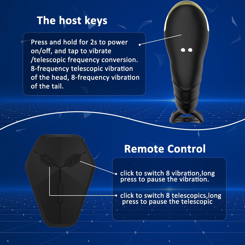 Iphisi New Double Ring Cock Ring Prostate Massager Remote Control Telescopic Anal Plug Vibrator Sex Toy