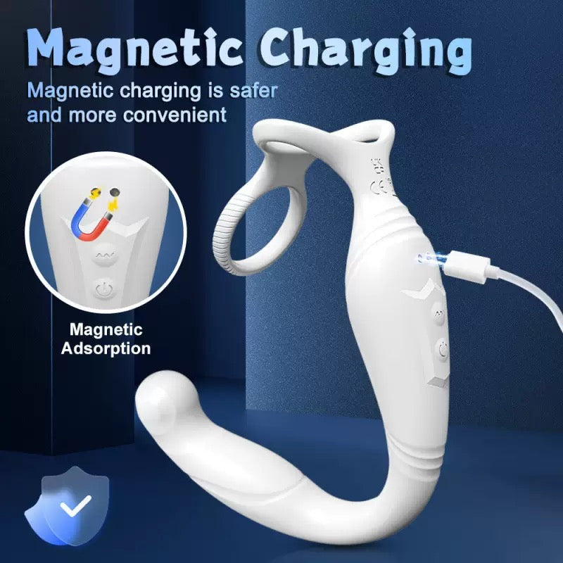 Logan 10 Vibrating & Swinging Prostate Massager with 2 Cock Rings for Men and Couple Gay Pleasure