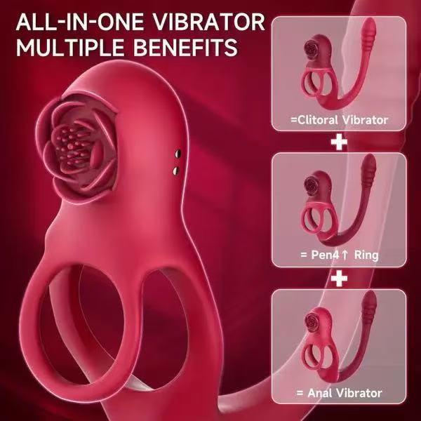 Double Penis Ring Stimulate Erection 10X Vibrating Cock Ring App Control
