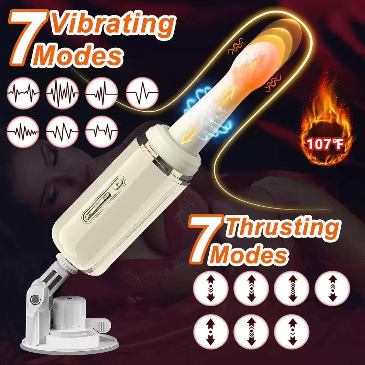 AutoThrust Pro Heating & Thrusting & Vibrating Dildo App Control