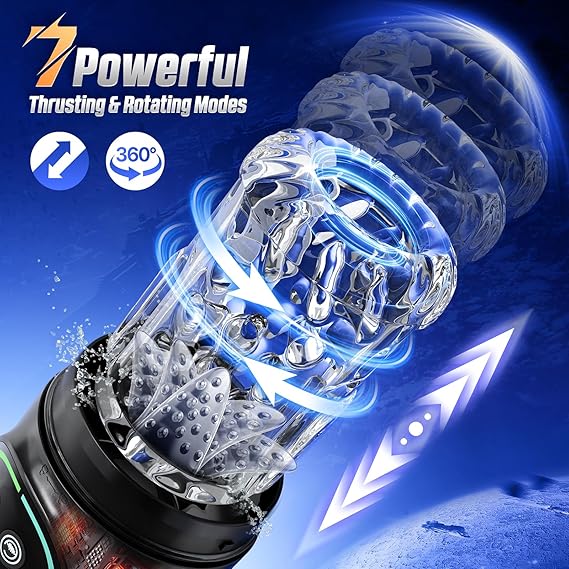 Penis Pump S002- Rechargetable Male Masturbator Stroker with 7 Sucking Thrusting Rotating & 7 Licking Modes