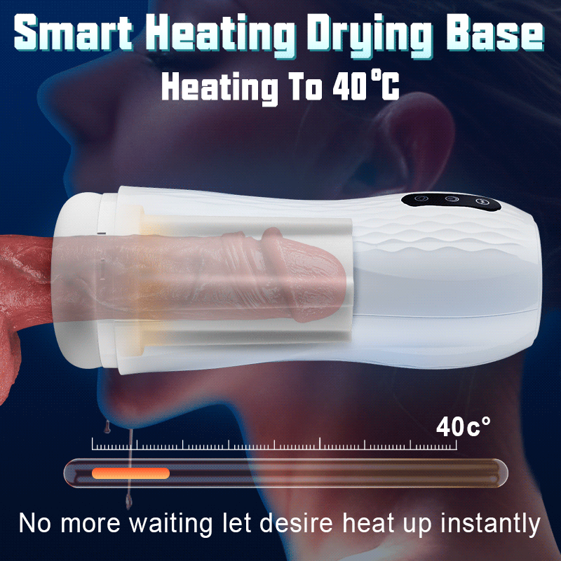 SQUIRTLOVE - Language Voice Male Stroker Masturbator With Heated Base, 5 Suction 10 Vibration