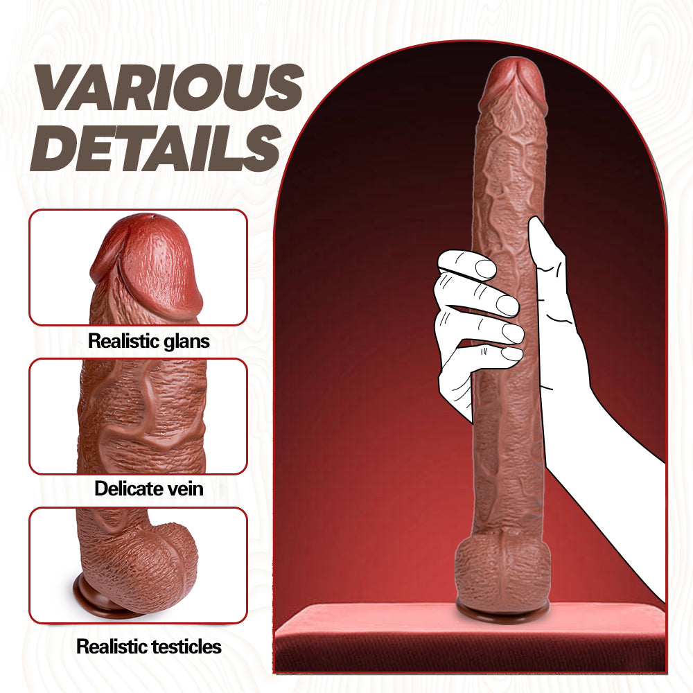 Hale-Squirtlove Realistic Long Dildo Sex Toys, Big Dildos with Strong Suction Cup, Skin-Like Giant Dildo for Anal Clit G-Spot Stimulation, Hands-Free Play Adult Toys for Women Couples Men