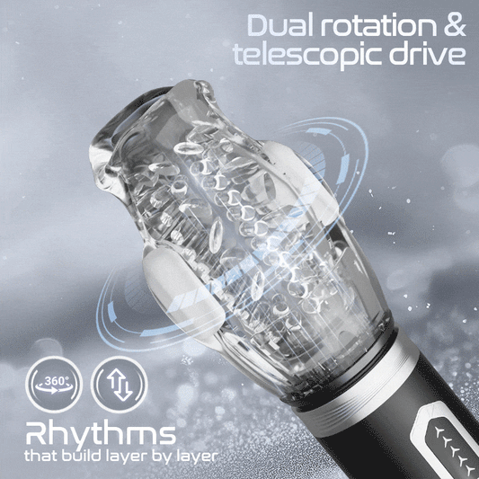 【Legs-Shaking】Amber - 5 Telescopic and Rotational 7 Vibration Realistic Lip and Mouth Touch Handheld Masturbator