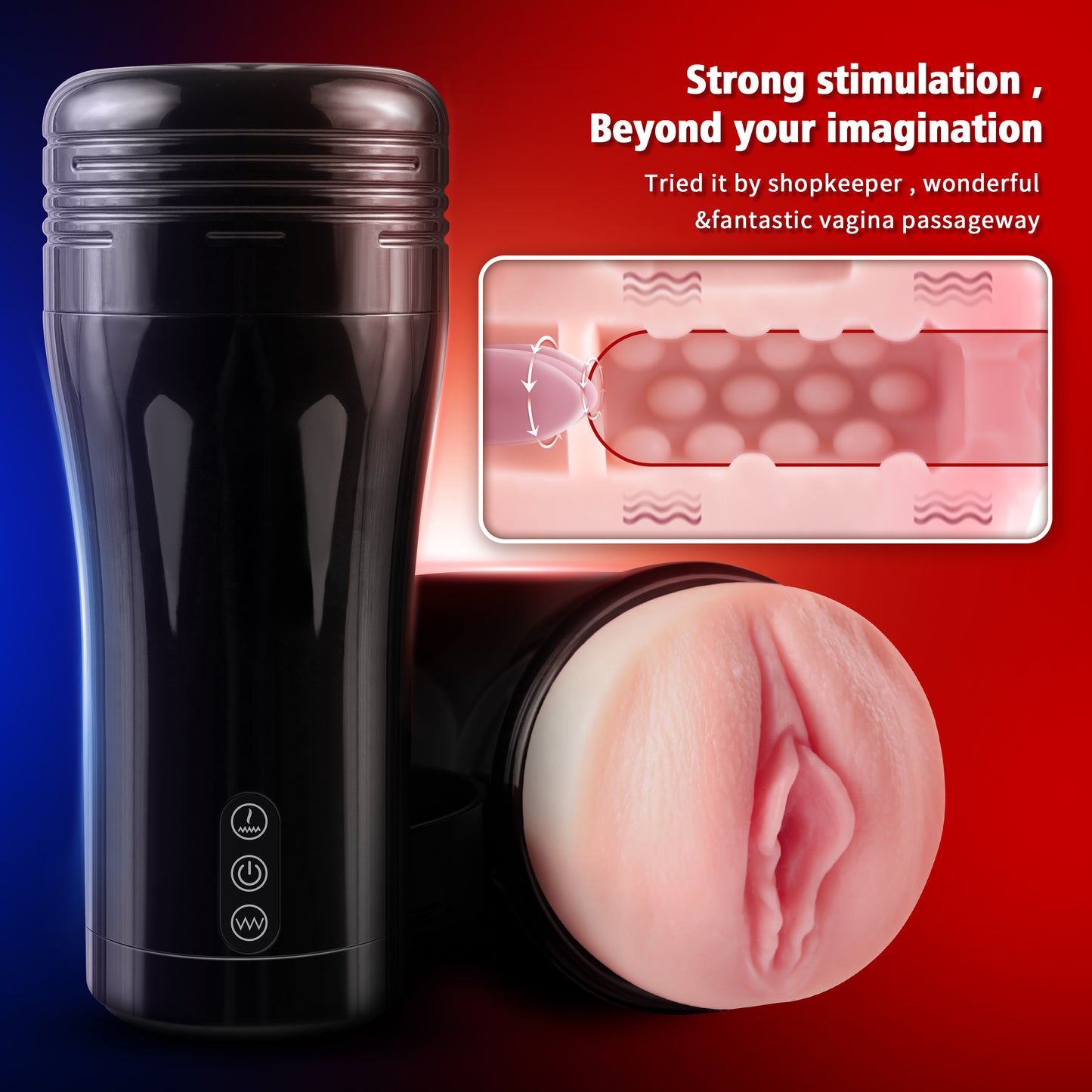 Sharon - Rechargetable Male Masturbator Stroker, 10 Licking & Vibrating