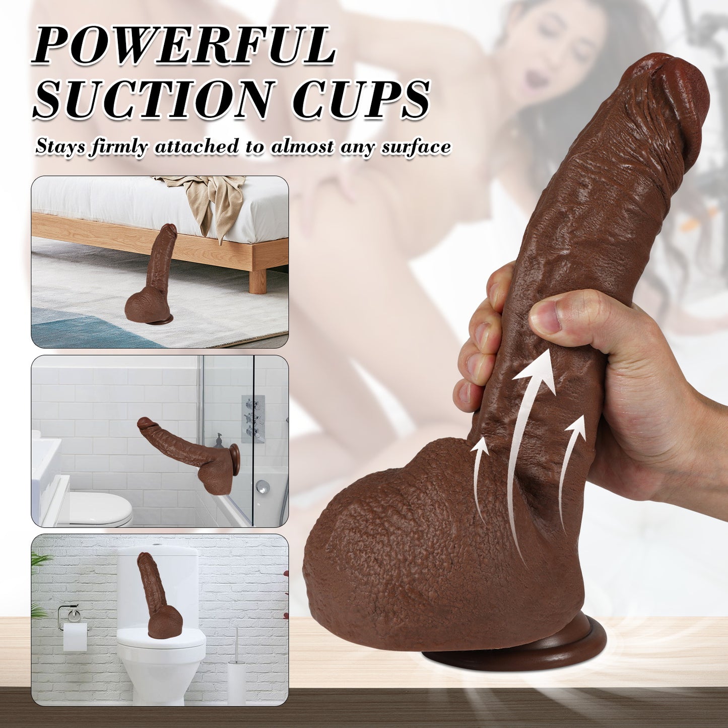 Cliff-Squirtlove Realistic Big Dildo Sex Toys, Huge Dildos with Strong Suction Cup, Skin-Like Giant Dildo for Anal Clit G-Spot Stimulation, Hands-Free Play Adult Toys for Women Couples Men