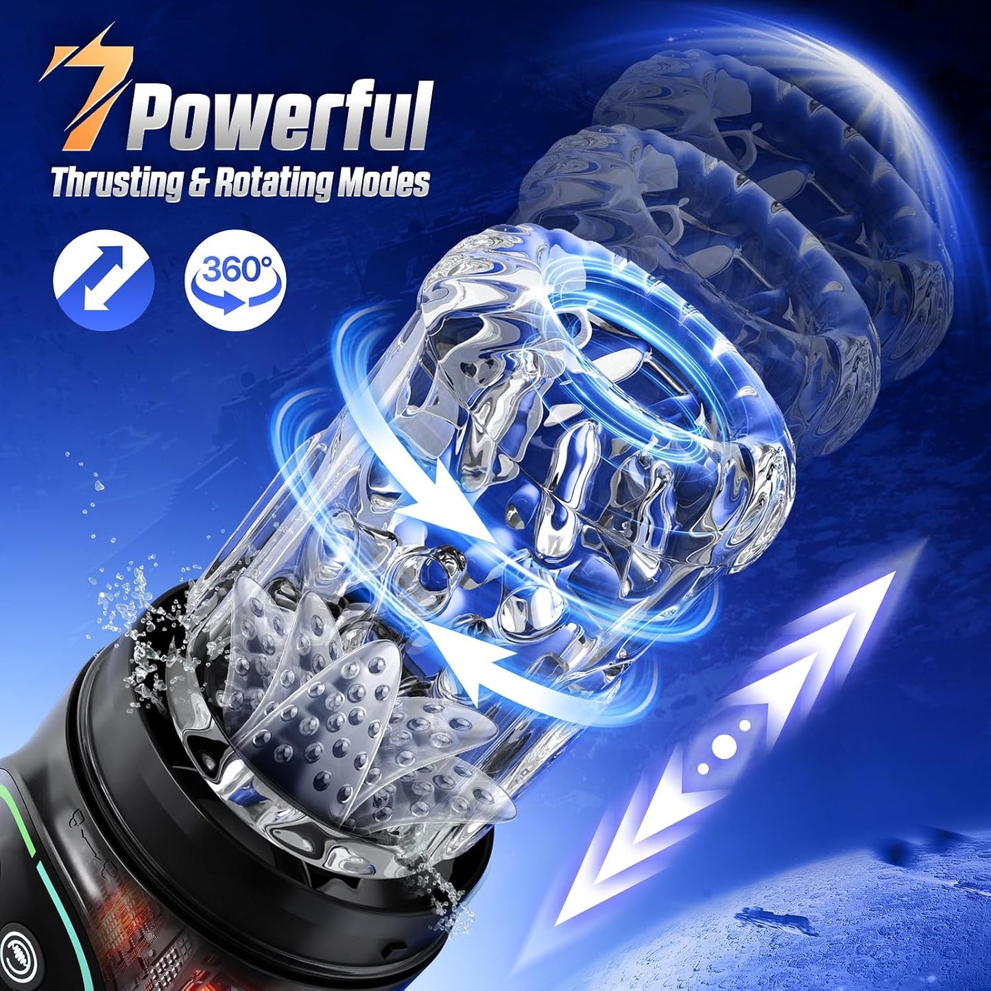 Penis Pump S002- Rechargetable Male Masturbator Stroker with 7 Sucking Thrusting Rotating & 7 Licking Modes