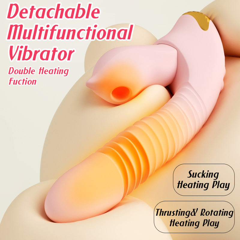2-in-1 Detachable Dildo Vibrator with Heating, Sucking & Thrusting | App Controlled