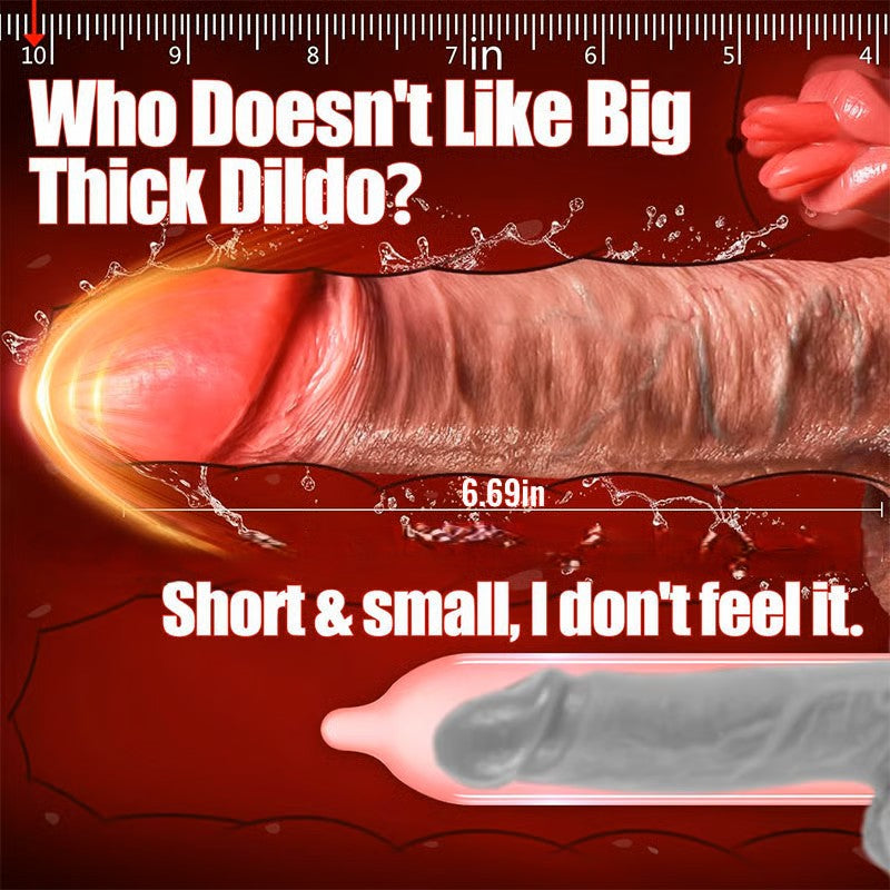 9.25in Heating &Licking&Thrusting Pro Dual-Tongue Upgrade Dildo Lifelike Suction Cup Dildo