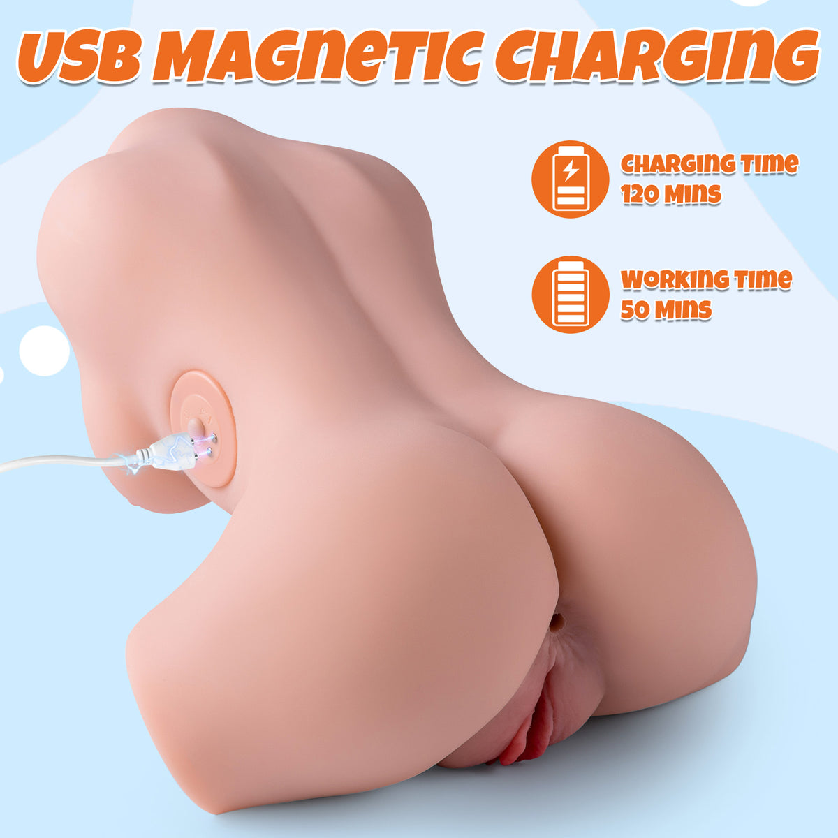 Susie -5.3LB MINI Vibrating Sex Doll with Soft Boobs, Butt, Lifelike Vagina & Anus, 4 in 1 Doll Torso