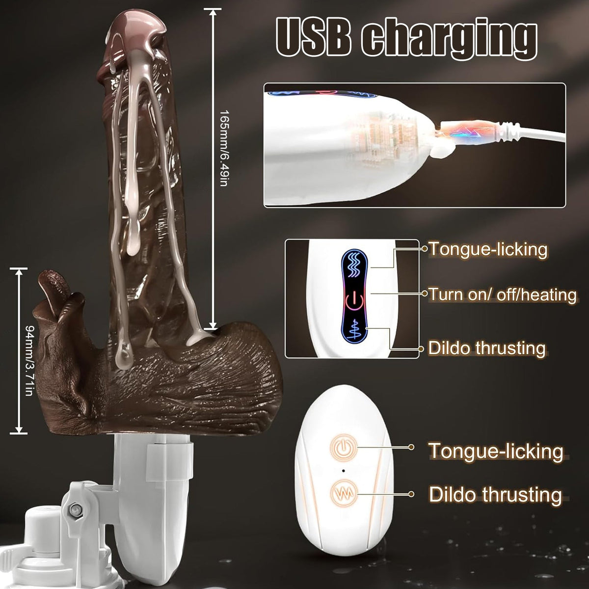 Silky Licker - Heated Thrusting & Vibrating Dildo Machine