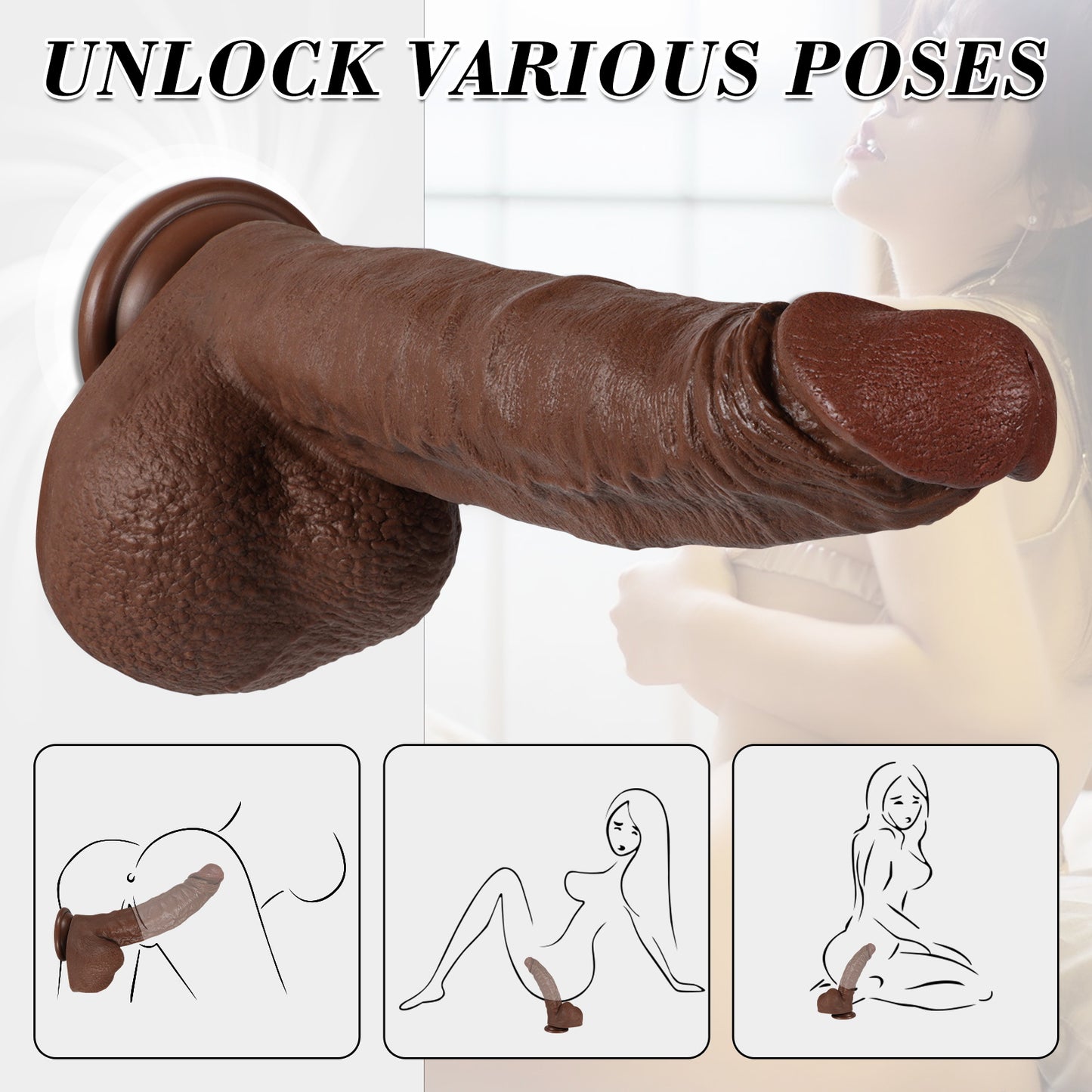 Cliff-Squirtlove Realistic Big Dildo Sex Toys, Huge Dildos with Strong Suction Cup, Skin-Like Giant Dildo for Anal Clit G-Spot Stimulation, Hands-Free Play Adult Toys for Women Couples Men