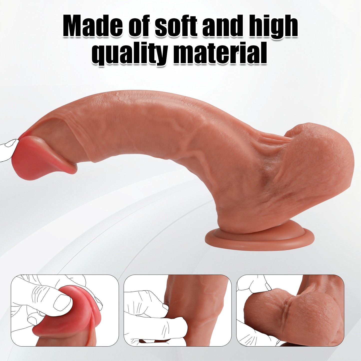Ron-Squirtlove Realistic Big Dildo Sex Toys, Huge Thick Dildos with Strong Suction Cup, Skin-Like Giant Dildo for Anal Clit G-Spot Stimulation, Hands-Free Play Adult Toys for Women Couples Men