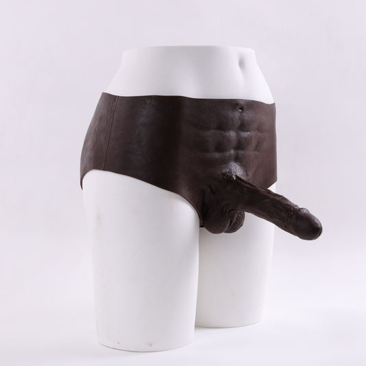 BaronA-Realistic Strap On Dildo,  2 in 1 with Asshole Opening & Insertable 6.5" Solid Dick(Coffee)