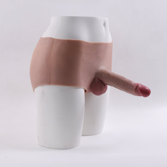 No.1-Realistic Strap On Dildo,  2 in 1 with Asshole Opening & Insertable 6.7" Solid Dick(Flesh)
