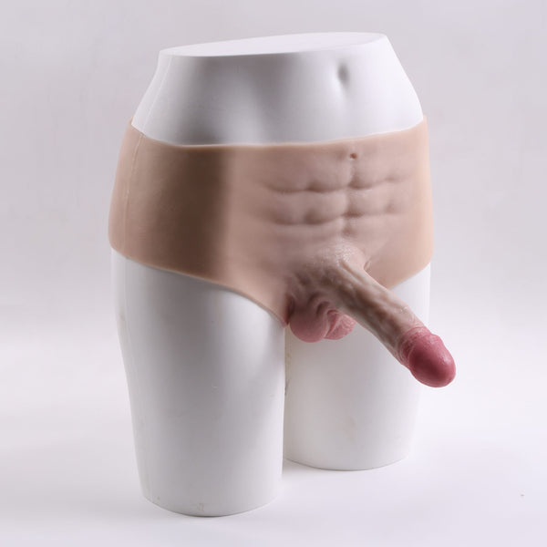 BaronA-Realistic Strap On Dildo,  2 in 1 with Asshole Opening & Insertable 6.5IN Solid Dick(Ivory)
