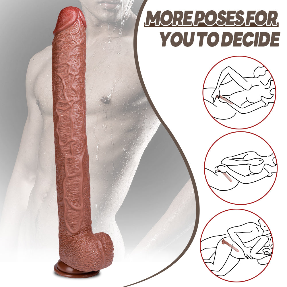 Hale-Squirtlove Realistic Long Dildo Sex Toys, Big Dildos with Strong Suction Cup, Skin-Like Giant Dildo for Anal Clit G-Spot Stimulation, Hands-Free Play Adult Toys for Women Couples Men