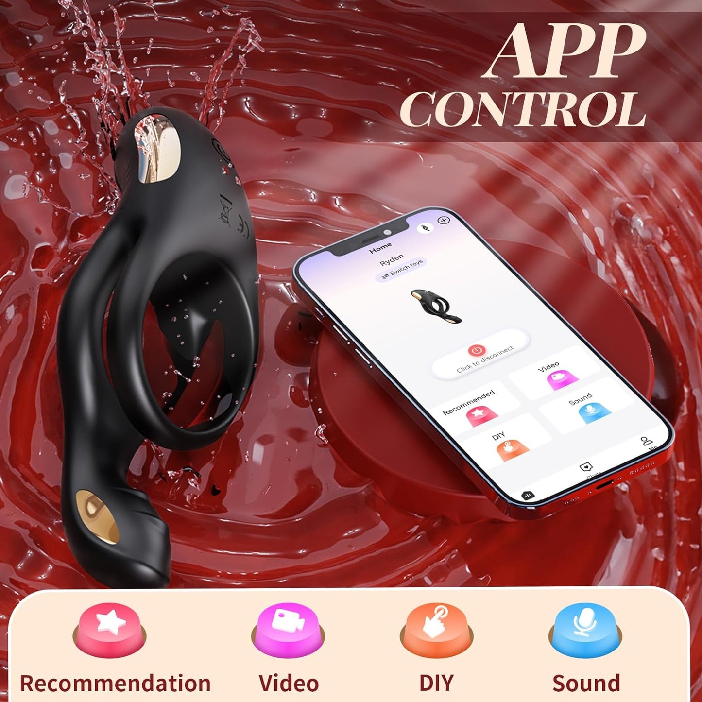 4 in 1 Vibrating Double  Cock Ring with 10 Vibrating Modes
