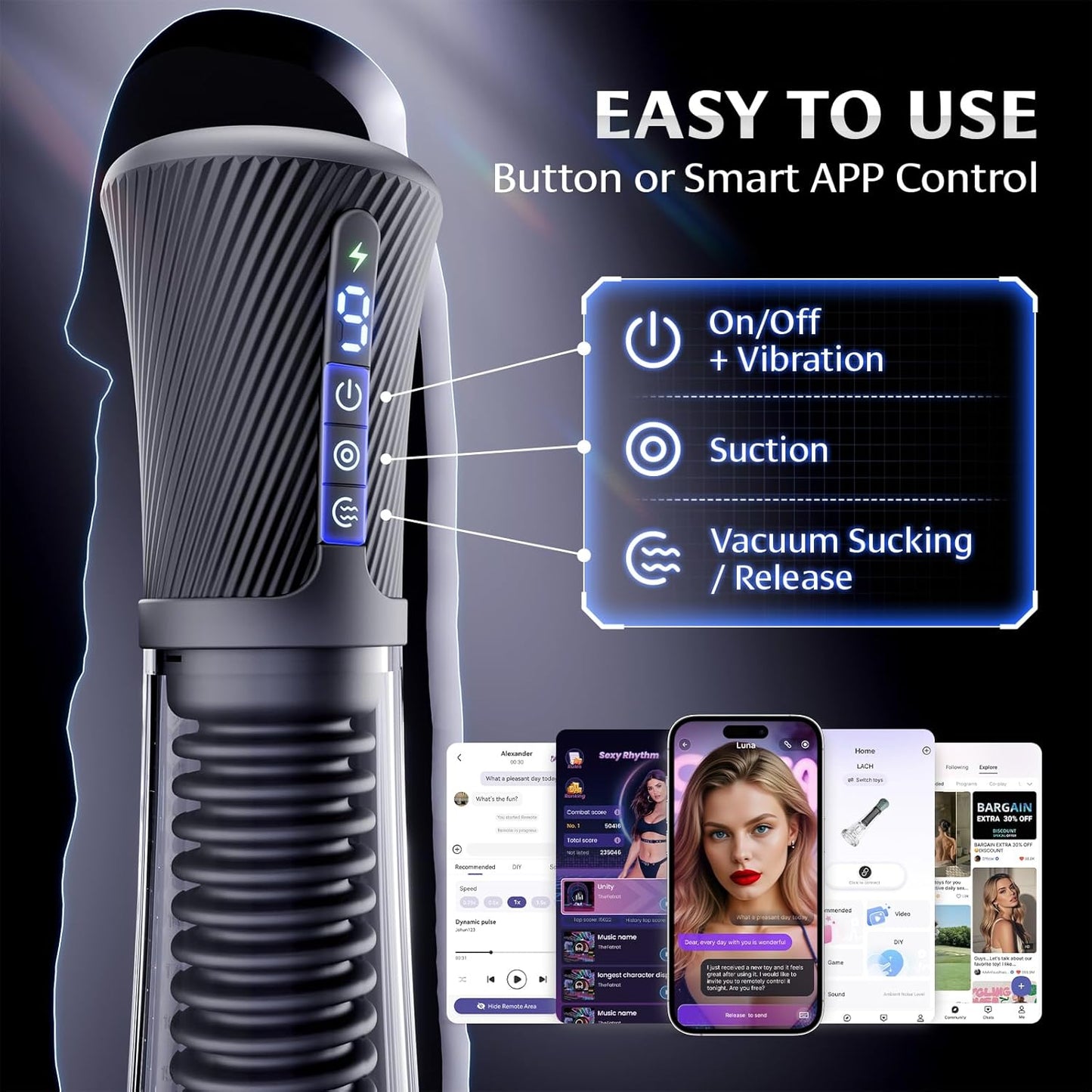 9 Vibrating Spring & 5 Vacuum Suction Penis Pump with 2 Switchable Sleeves