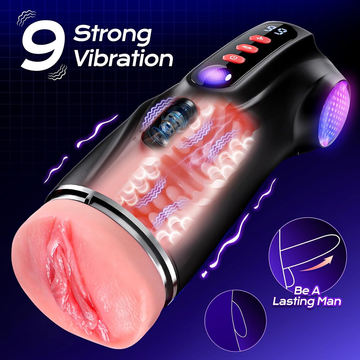 3 in 1 Male Masturbator Stroker with 9 Sucking & 9 Vibrating Modes AI Interactive APP Controlled Pocket Pussy