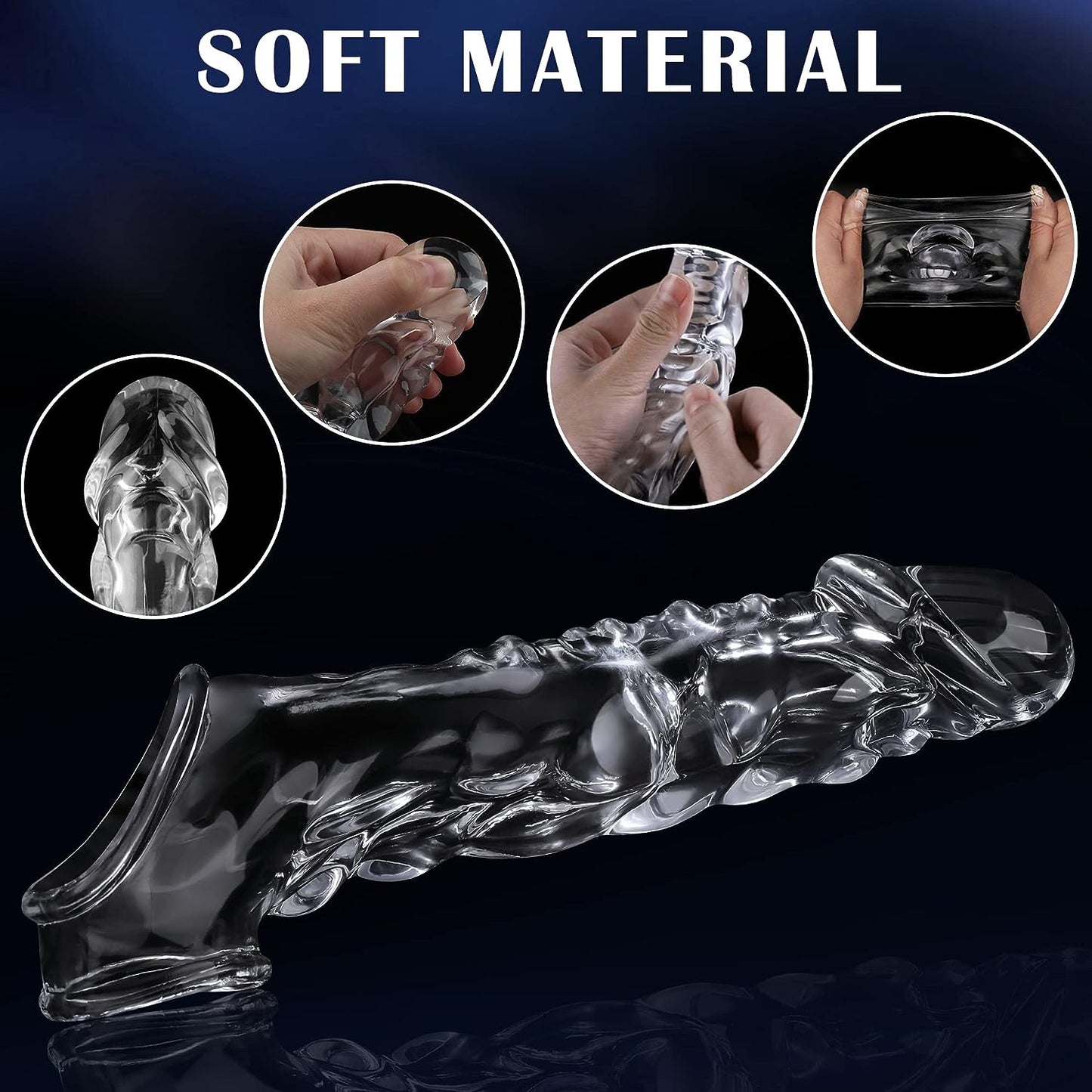 Reusable Clear Penis Sleeve with Vibrator Penis Ring