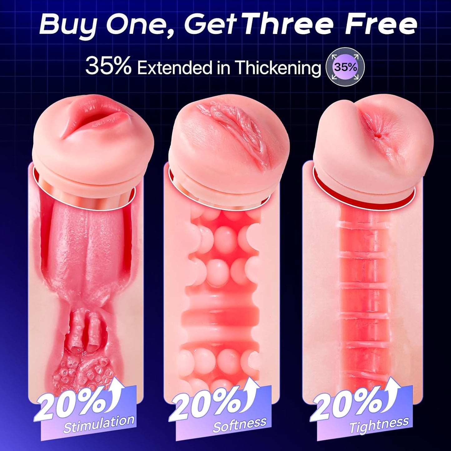 3 in 1 Male Masturbator Stroker with 9 Sucking & 9 Vibrating Modes AI Interactive APP Controlled Pocket Pussy