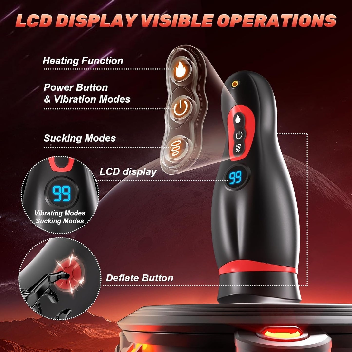 App Control Suction and Vibrating Male Masturbator with Phone Holder