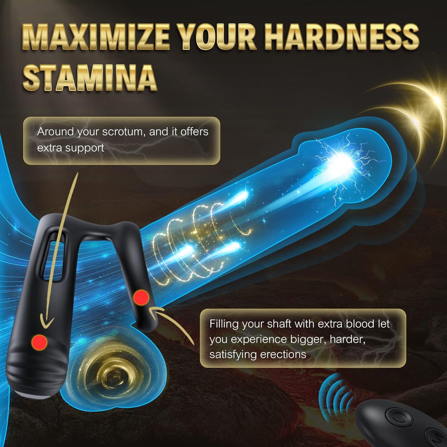 Remote Vibrating Cock Ring Male Sex Toys - Silicone Penis Ring Adult Toys For Men With 10 Intense Vibrations, Stretchy Dual Ring Mens Vibrator for Longer Erections, Male Adult Sex Toys for Men Couples