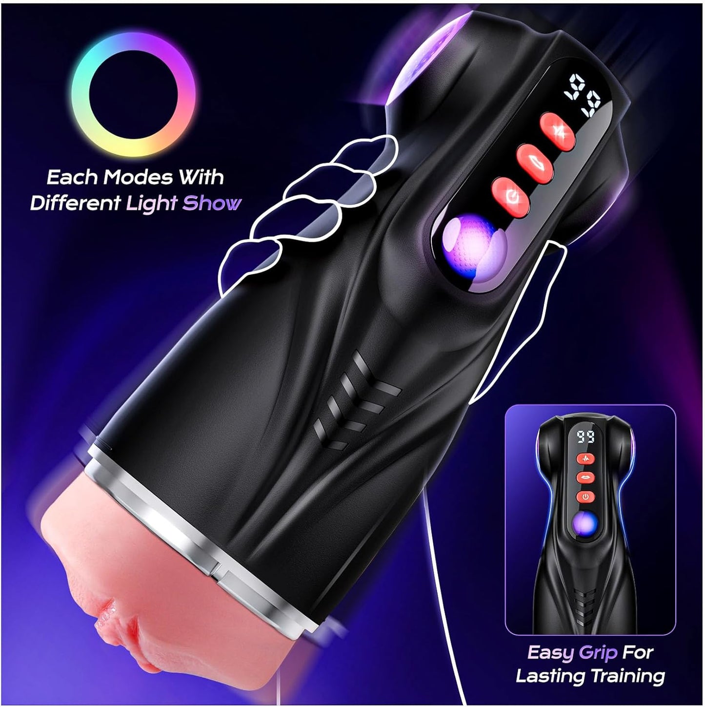 3 in 1 Male Masturbator Stroker with 9 Sucking & 9 Vibrating Modes AI Interactive APP Controlled Pocket Pussy