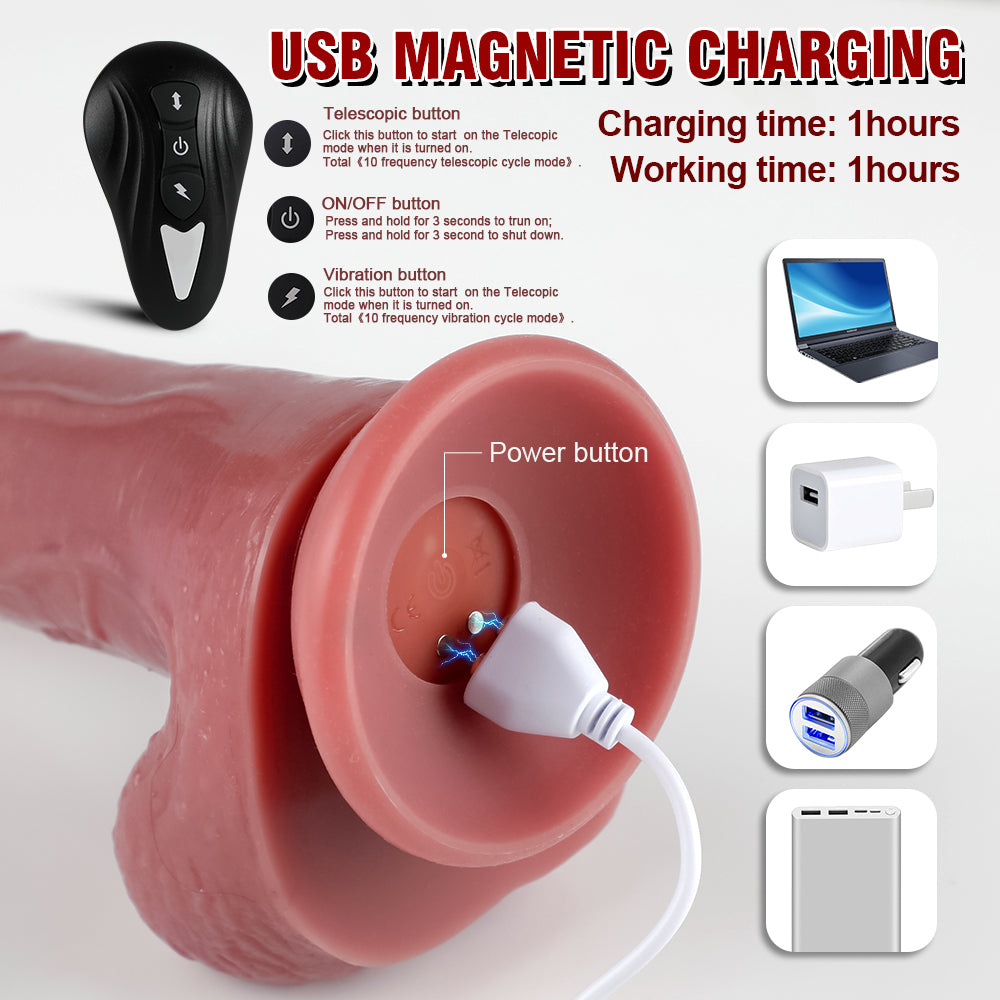 Harriet-8.07IN Thrusting Dildo, Suction Cup Dildo, 3 Thrusting& 10 Vibrating Modes