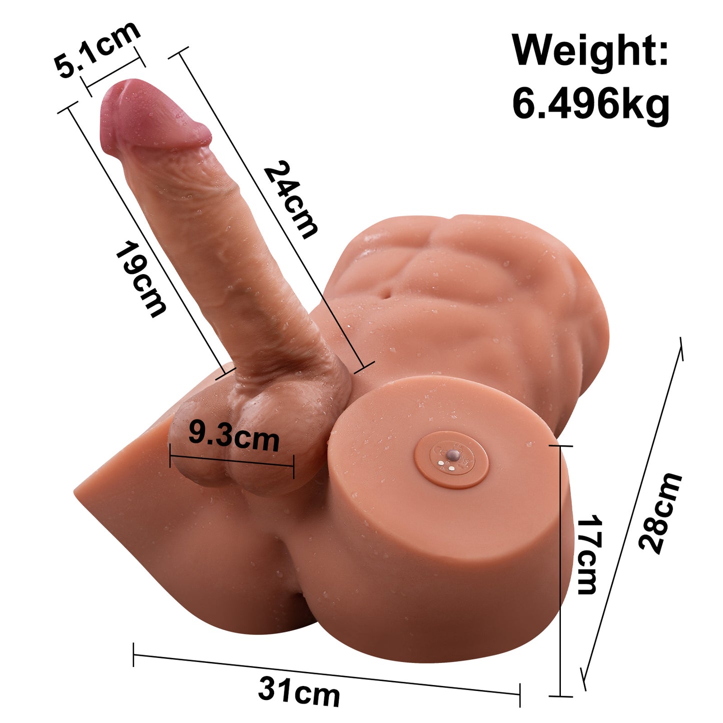 Gretel-6.5 KG Realistic Male Sex Doll Torso with Removable Dildo (9.45 in) Thrusting & Vibrating