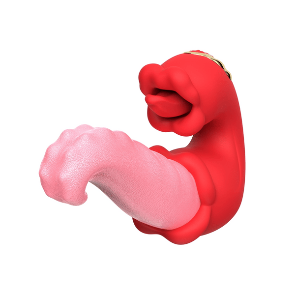 Medusa Twin Rose Thrusting  G Spot Vibrator with 10 Tongue Licking & Vibration Modes