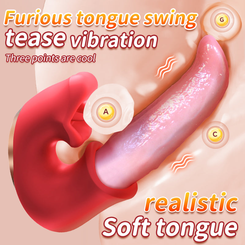 Newly Upgraded Medusa's Kiss G Spot Vibrator, Tongue Teasing Vibrator, 10 Modes with Biting &Licking &Swinging &Vibrating