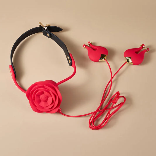 Rose Chain Adjustable Vibrating Nipple Clamps with 10 Modes