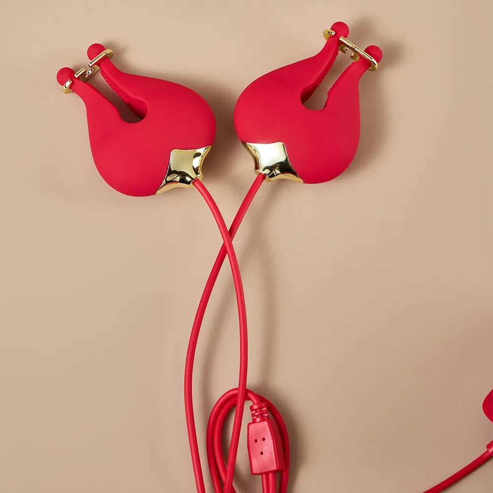 Rose Chain Adjustable Vibrating Nipple Clamps with 9 Modes App Control