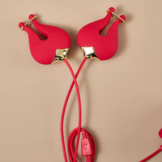 Rose Chain Adjustable Vibrating Nipple Clamps with 10 Modes