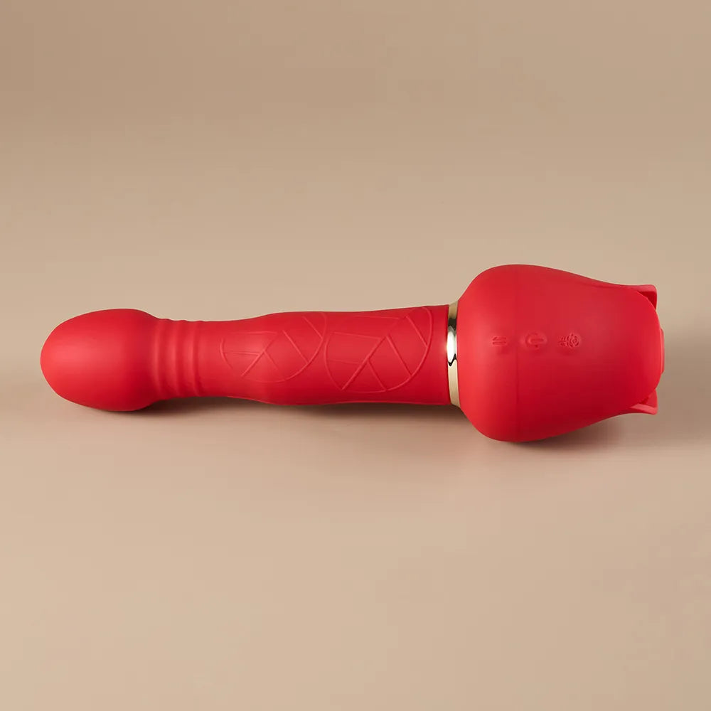Rose Wand Sucking & Thrusting Vibrator