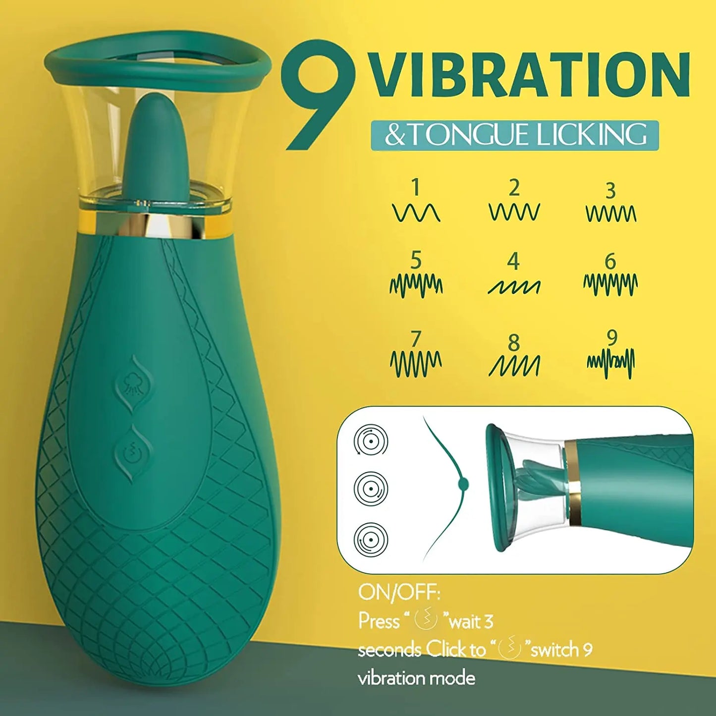 Vibrator with licking and sucking features for unforgettable orgasms