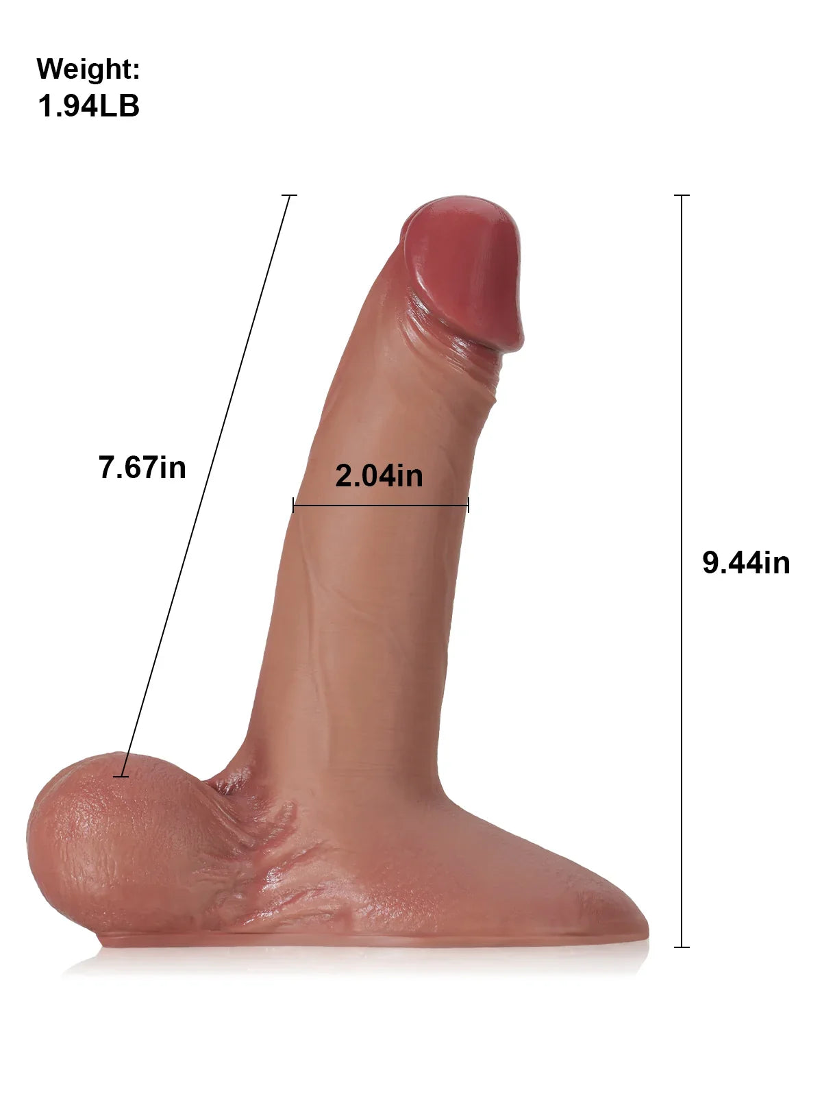 Patriot | 9.4" x 2" Brown Sliding Skin Vac-U-Lock Dildo With Moving Balls & Suction Cup