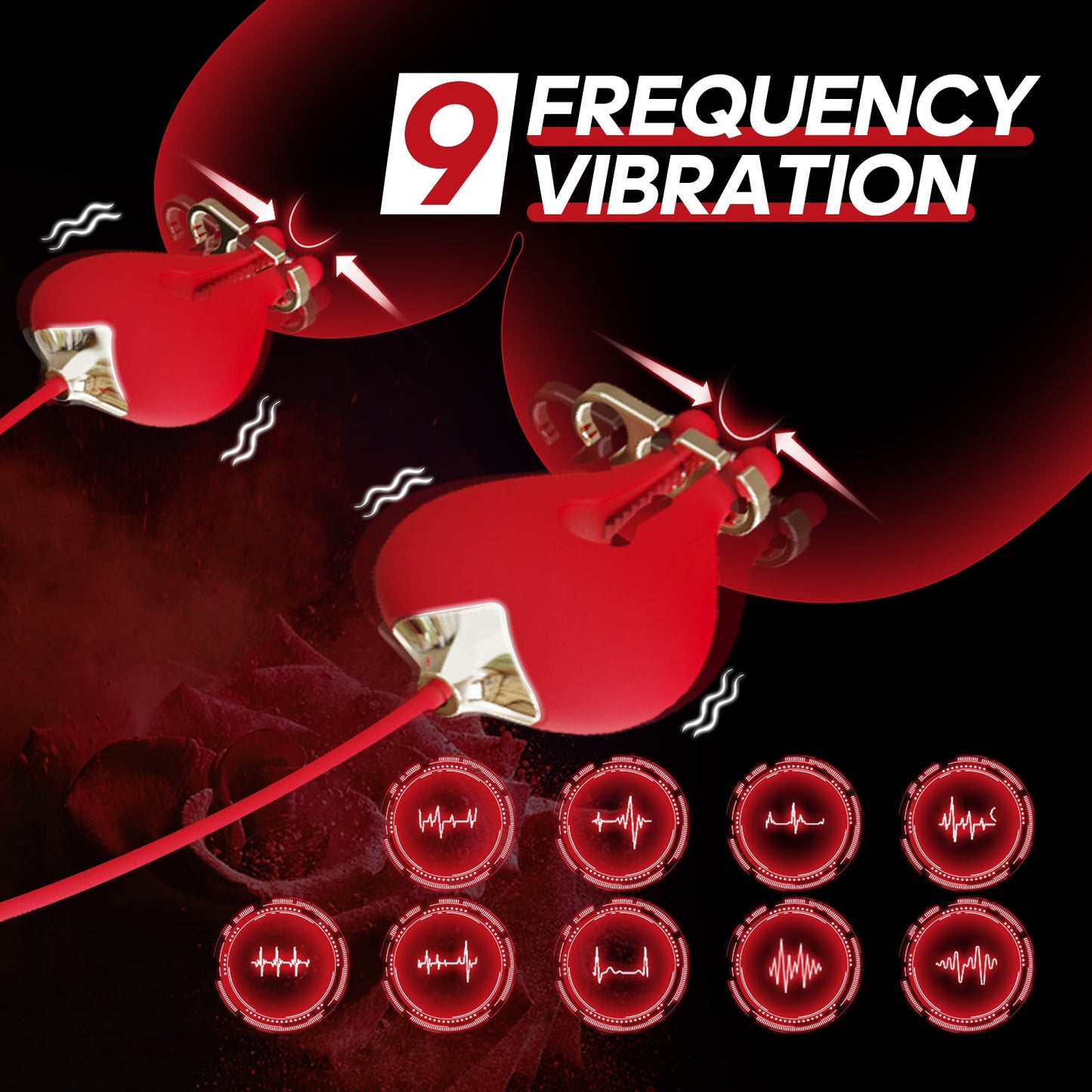 Rose Chain Adjustable Vibrating Nipple Clamps with 9 Modes App Control
